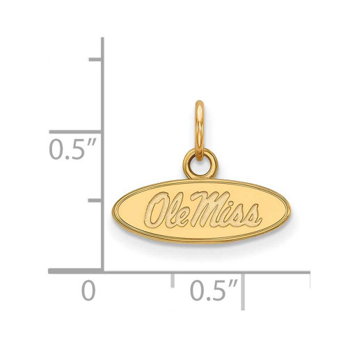Image of Gold Plated 925 Silver University of Mississippi XSmall Pendant LogoArt GP001UMS