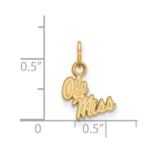 Image of Gold Plated 925 Silver University of Mississippi XSmall Pendant LogoArt GP043UMS