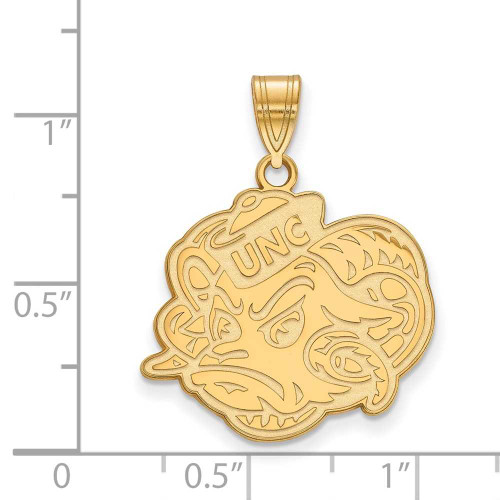 Image of Gold Plated 925 Silver University of North Carolina Lg LogoArt Pendant GP054UNC