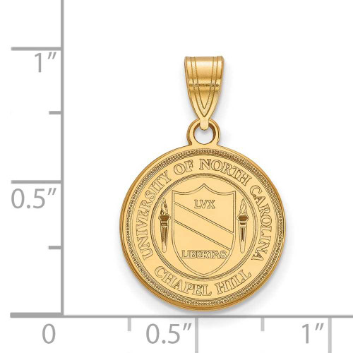 Image of Gold Plated 925 Silver University of North Carolina Medium Crest Pendant LogoArt