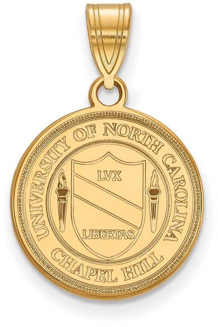 Image of Gold Plated 925 Silver University of North Carolina Medium Crest Pendant LogoArt