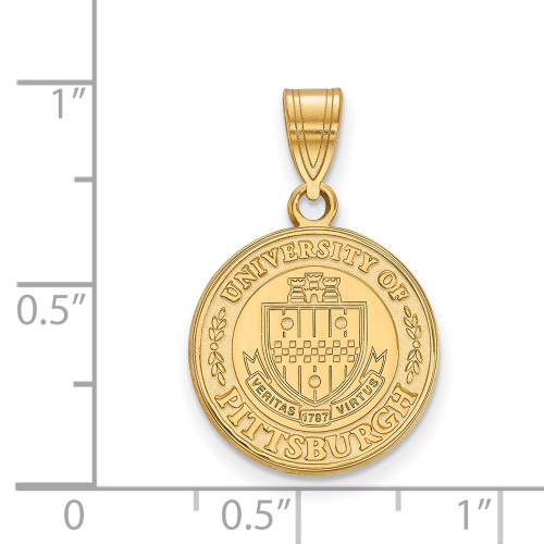 Gold Plated 925 Silver University of Pittsburgh Medium Crest Pendant by LogoArt