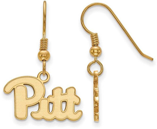 Image of Gold Plated 925 Silver University of Pittsburgh Sm Dangle Earrings by LogoArt