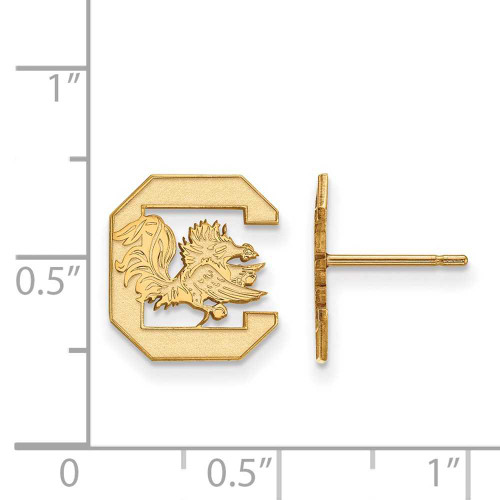 Image of Gold Plated 925 Silver University of South Carolina Sm Earrings LogoArt GP009USO