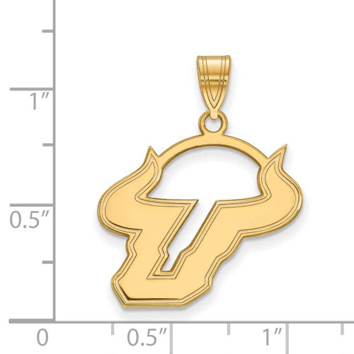 Image of Gold Plated 925 Silver University of South Florida Lg Pendant LogoArt GP004USFL