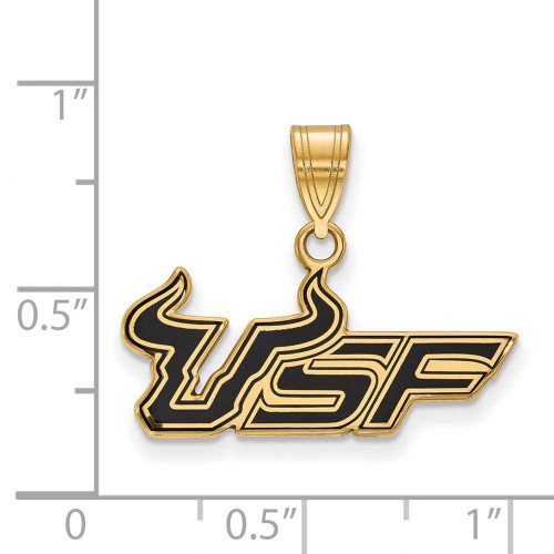 Image of Gold Plated 925 Silver University of South Florida Medium Enamel Pendant LogoArt