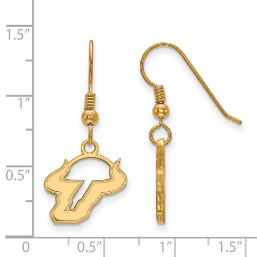 Image of Gold Plated 925 Silver University of South Florida Sm Dangle Earrings by LogoArt