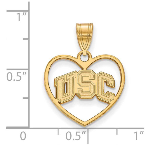 Image of Gold Plated 925 Silver University of Southern California Pendant Heart LogoArt