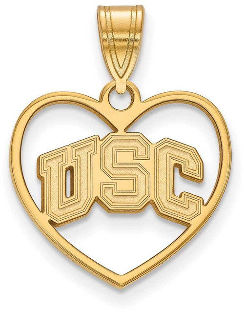 Image of Gold Plated 925 Silver University of Southern California Pendant Heart LogoArt
