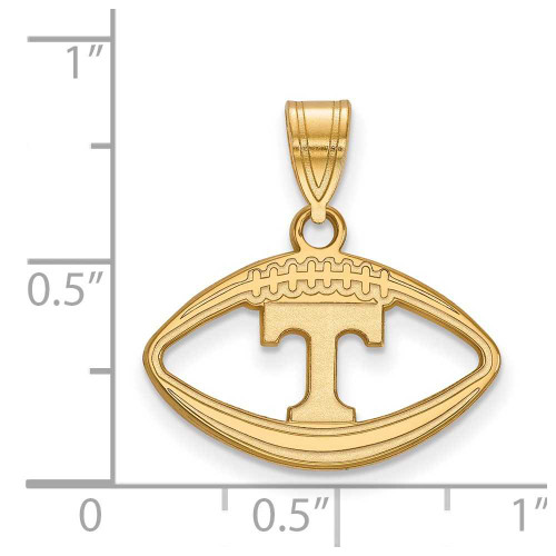 Image of Gold Plated 925 Silver University of Tennessee Pendant Football LogoArt GP018UTN