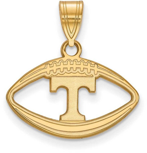 Image of Gold Plated 925 Silver University of Tennessee Pendant Football LogoArt GP018UTN