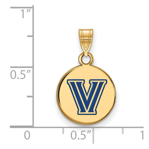 Image of Gold Plated 925 Silver Villanova University Sm Enamel Disc Pendant by LogoArt