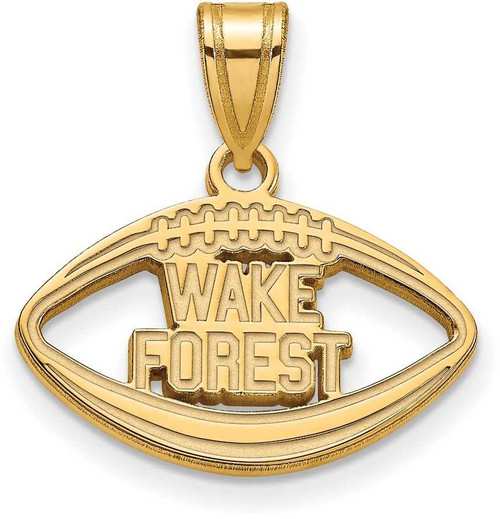 Image of Gold Plated 925 Silver Wake Forest University Pendant Football LogoArt GP050WFU