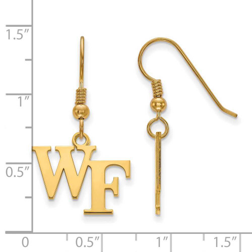 Image of Gold Plated 925 Silver Wake Forest University Sm Earrings LogoArt GP007WFU