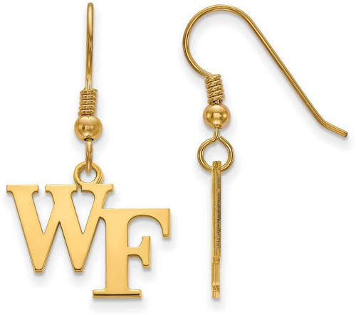 Image of Gold Plated 925 Silver Wake Forest University Sm Earrings LogoArt GP007WFU