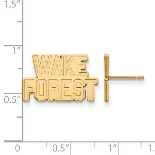 Gold Plated 925 Silver Wake Forest University Sm Post LogoArt Earrings GP073WFU