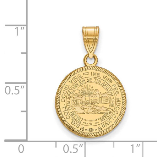 Image of Gold Plated 925 Silver West Virginia University Medium Crest Pendant by LogoArt