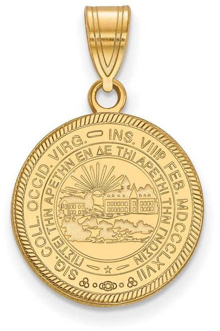 Image of Gold Plated 925 Silver West Virginia University Medium Crest Pendant by LogoArt