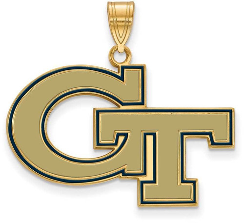 Image of Gold Plated Silver Georgia Institute of Technology Large Enamel Pendant LogoArt