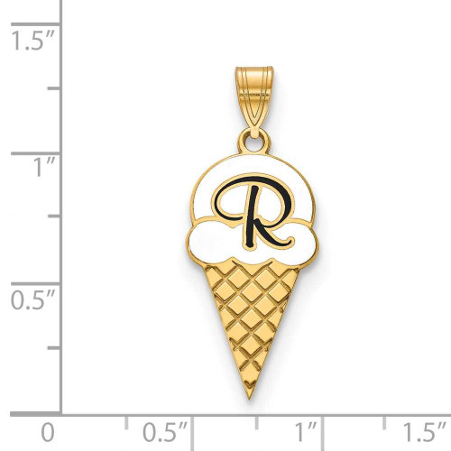 Image of Gold Plated Sterling Silver & Enamel Ice Cream Cone Pendant w/ Initial