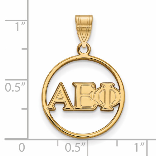 Gold Plated Sterling Silver Alpha Epsilon Phi Sm Circle Pendant LogoArt GP011AEP