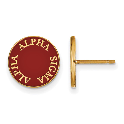 Gold Plated Sterling Silver Alpha Sigma Alpha Post Earrings by LogoArt GP019ASI
