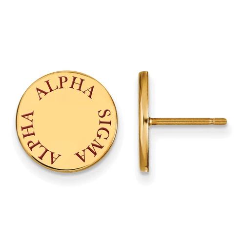 Gold Plated Sterling Silver Alpha Sigma Alpha Post Earrings by LogoArt GP020ASI