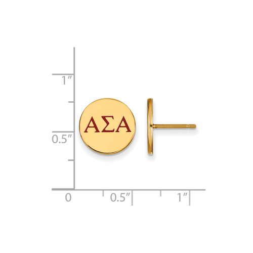 Gold Plated Sterling Silver Alpha Sigma Alpha Post Earrings by LogoArt GP032ASI