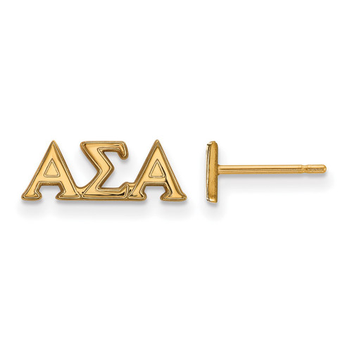 Gold Plated Sterling Silver Alpha Sigma Alpha XSmall Post Earrings LogoArt GP005