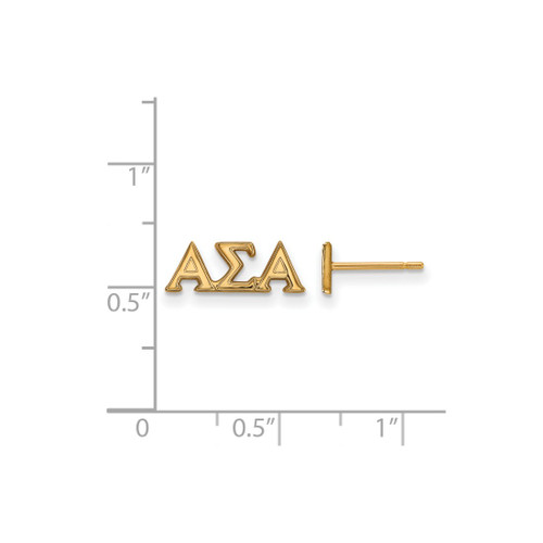 Gold Plated Sterling Silver Alpha Sigma Alpha XSmall Post Earrings LogoArt GP005