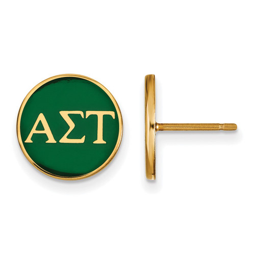 Gold Plated Sterling Silver Alpha Sigma Tau Post Earrings by LogoArt GP031ALS