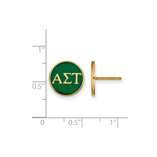 Gold Plated Sterling Silver Alpha Sigma Tau Post Earrings by LogoArt GP031ALS