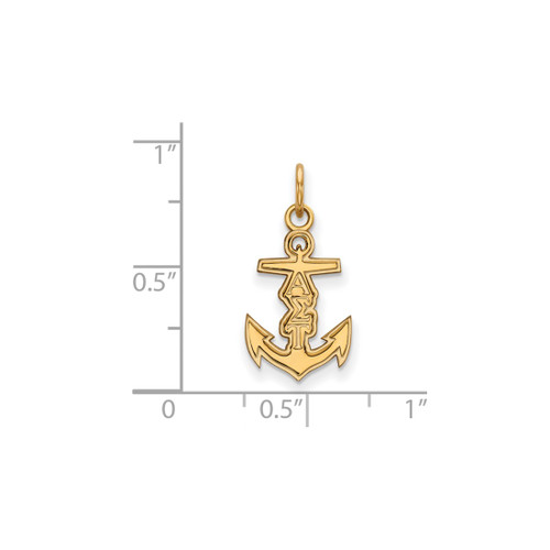Gold Plated Sterling Silver Alpha Sigma Tau X-Small Pendant by LogoArt GP034ALS