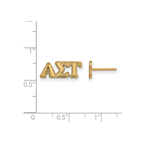 Gold Plated Sterling Silver Alpha Sigma Tau XSmall Post Earrings LogoArt GP005