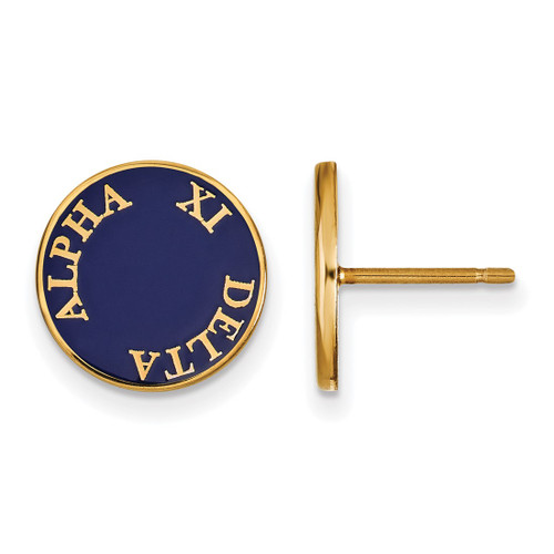 Gold Plated Sterling Silver Alpha Xi Delta Enamel Post Earrings LogoArt GP019AXD