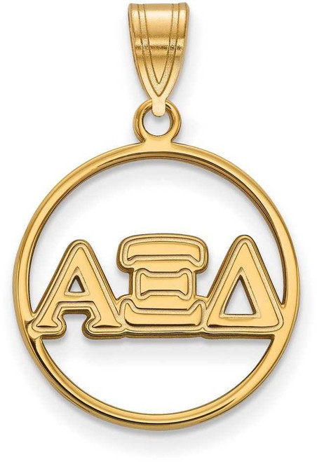 Image of Gold Plated Sterling Silver Alpha Xi Delta Small Circle Pendant LogoArt GP011AXD