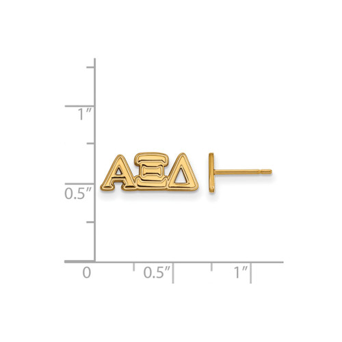 Gold Plated Sterling Silver Alpha Xi Delta XSmall Post Earrings LogoArt GP005AXD