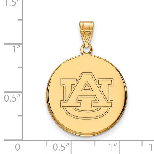 Image of Gold Plated Sterling Silver Auburn University Large Disc Pendant by LogoArt