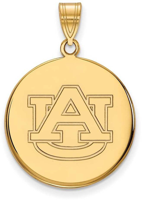 Image of Gold Plated Sterling Silver Auburn University Large Disc Pendant by LogoArt