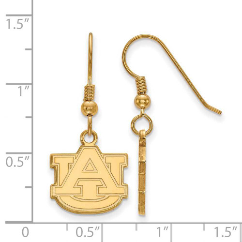 Image of Gold Plated Sterling Silver Auburn University Sm Dangle Earrings LogoArt GP007AU