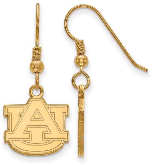 Image of Gold Plated Sterling Silver Auburn University Sm Dangle Earrings LogoArt GP007AU