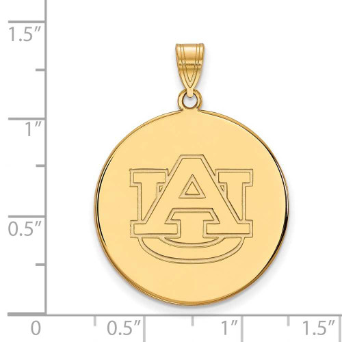 Image of Gold Plated Sterling Silver Auburn University XL Disc Pendant by LogoArt
