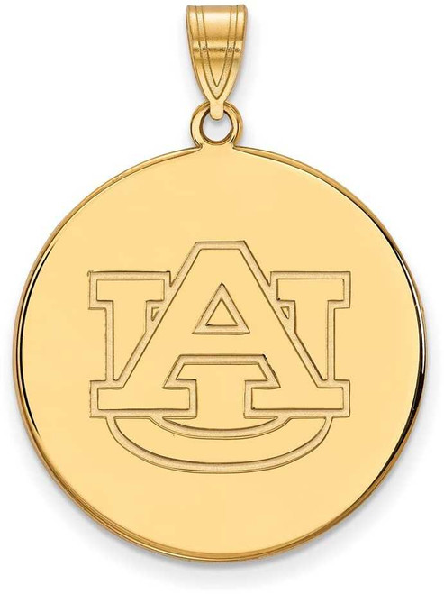 Image of Gold Plated Sterling Silver Auburn University XL Disc Pendant by LogoArt