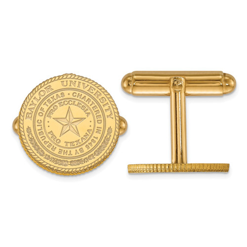 Gold Plated Sterling Silver Baylor University Crest Cuff Links by LogoArt