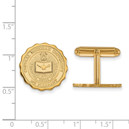Gold Plated Sterling Silver Central Michigan University Crest Cuff Links LogoArt