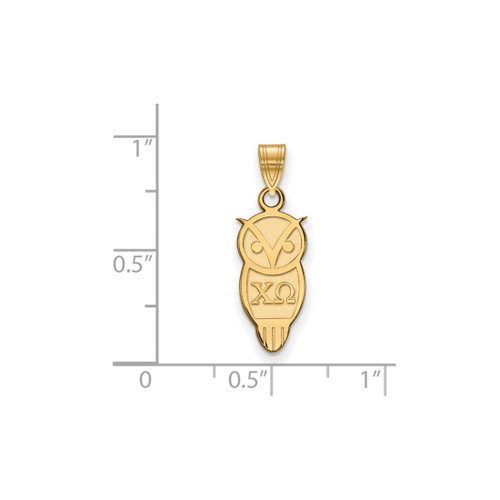Gold Plated Sterling Silver Chi Omega Small Pendant by LogoArt (GP035CHO)