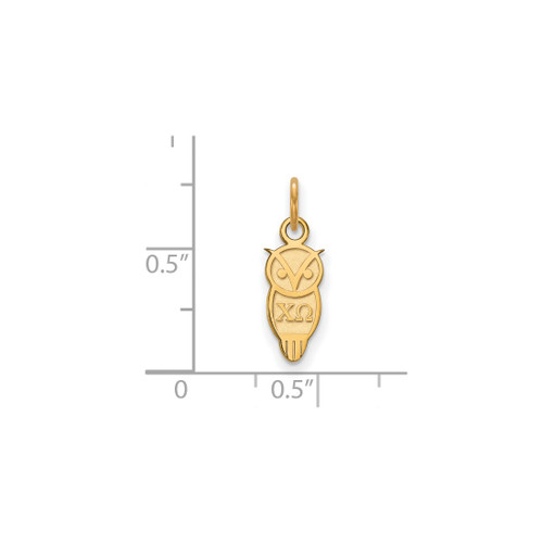 Gold Plated Sterling Silver Chi Omega X-Small Pendant by LogoArt (GP034CHO)