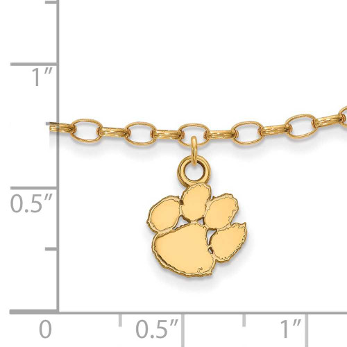 Image of Gold Plated Sterling Silver Clemson University Anklet by LogoArt