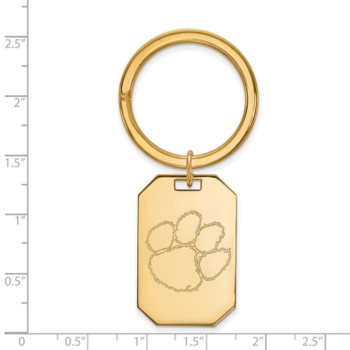 Gold Plated Sterling Silver Clemson University Key Chain by LogoArt
