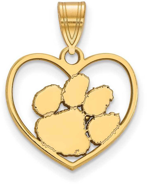 Image of Gold Plated Sterling Silver Clemson University Pendant in Heart by LogoArt